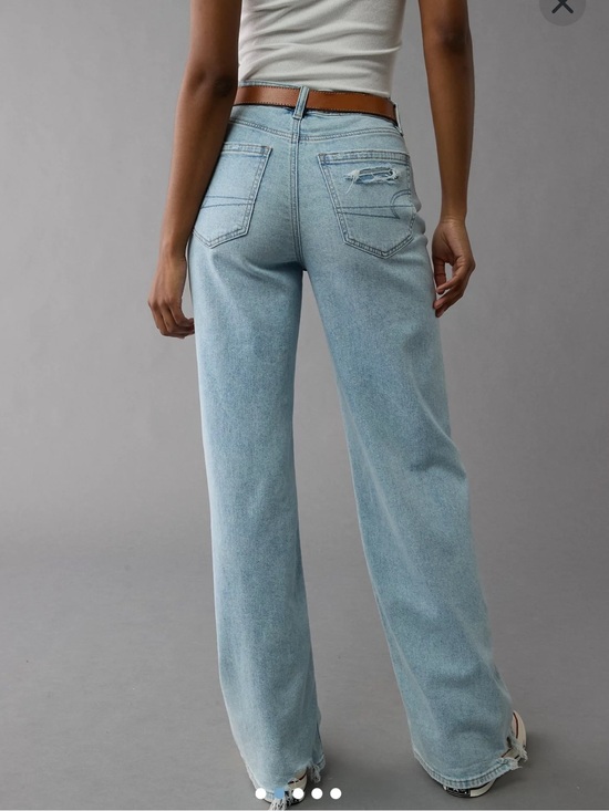American Eagle Outfitters Denim - New ! American Eagle Stretch Super High-Waisted Baggy Wide-Leg Jean Salty Air 6S